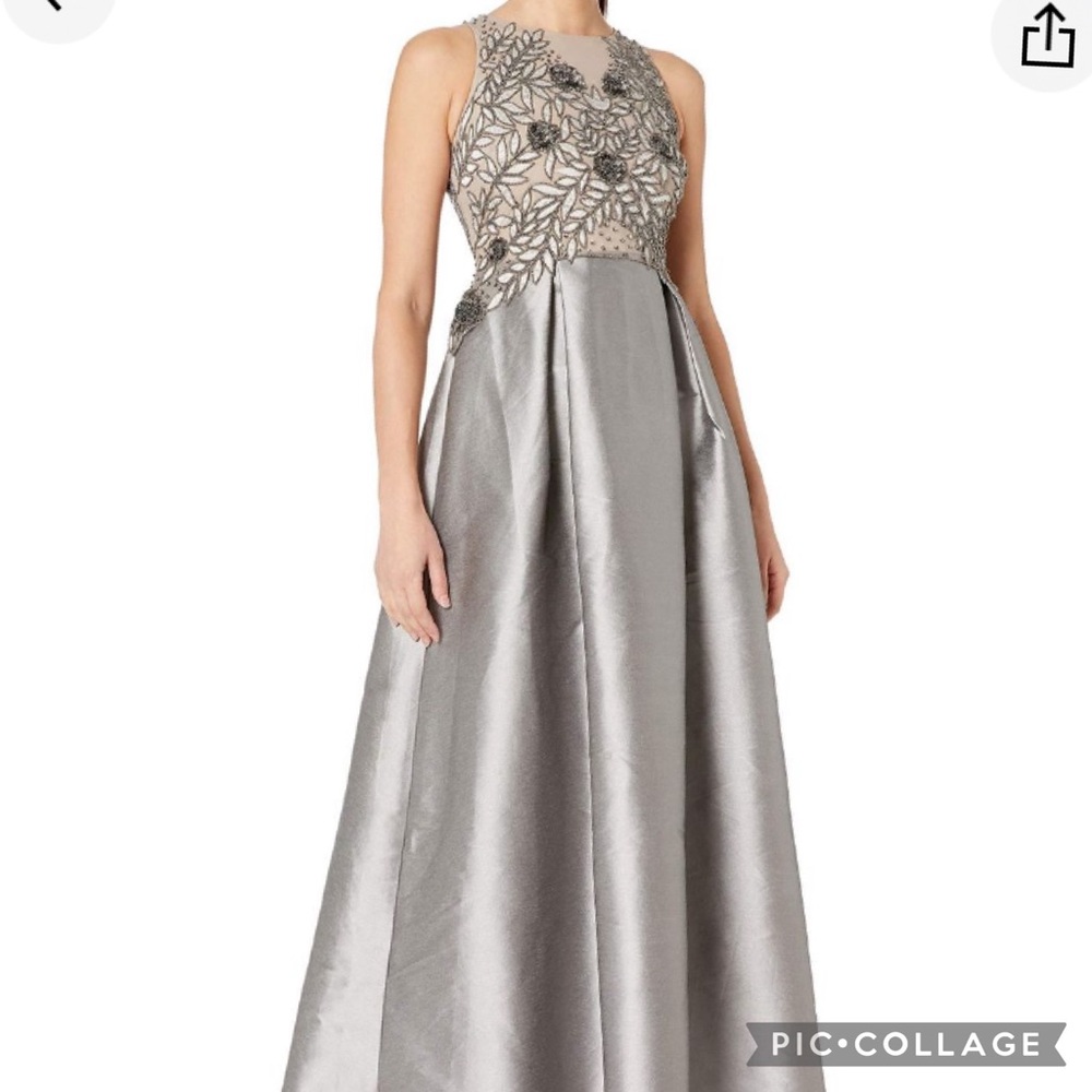 Adrianna-Papell beaded bodice sleeveless long evening Gown